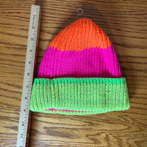 L.L.Bean Youth Beanie Neon Pink Green Orange Ski Winter Hat - Picture 4 of 4